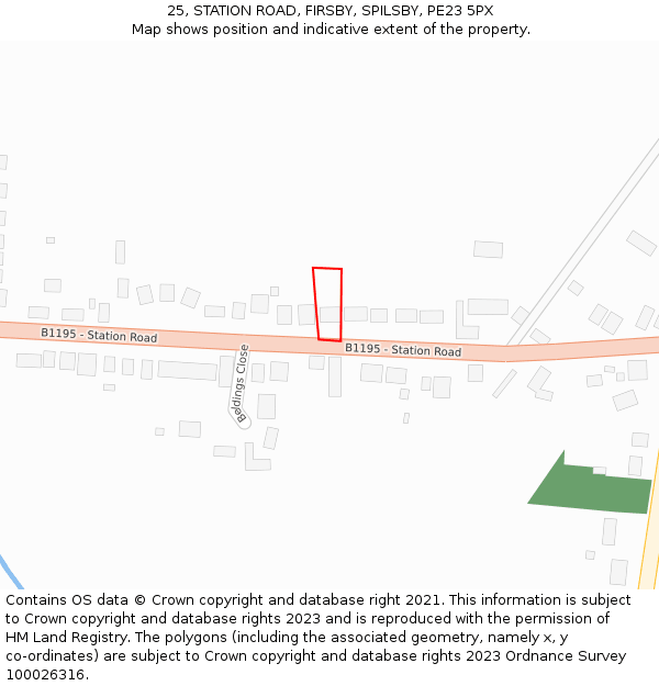 25, STATION ROAD, FIRSBY, SPILSBY, PE23 5PX: Location map and indicative extent of plot