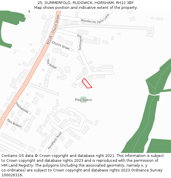 25, SUMMERFOLD, RUDGWICK, HORSHAM, RH12 3BY: Location map and indicative extent of plot