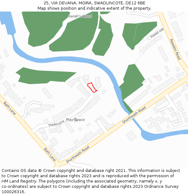 25, VIA DEVANA, MOIRA, SWADLINCOTE, DE12 6BE: Location map and indicative extent of plot