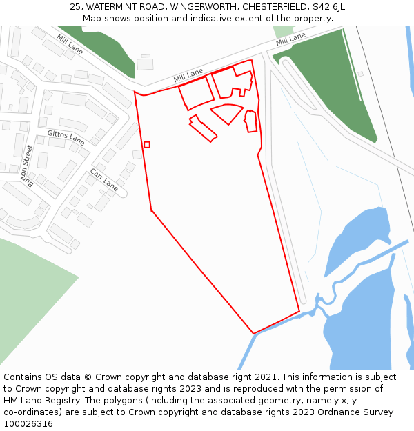 25, WATERMINT ROAD, WINGERWORTH, CHESTERFIELD, S42 6JL: Location map and indicative extent of plot