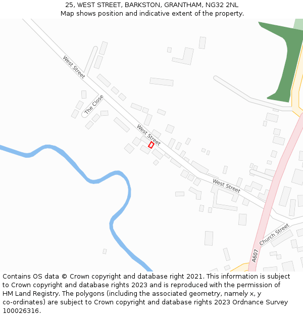 25, WEST STREET, BARKSTON, GRANTHAM, NG32 2NL: Location map and indicative extent of plot