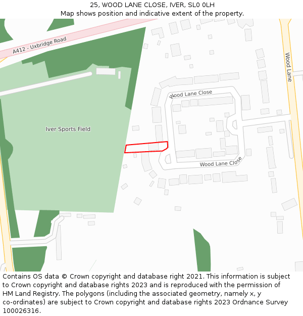 25, WOOD LANE CLOSE, IVER, SL0 0LH: Location map and indicative extent of plot