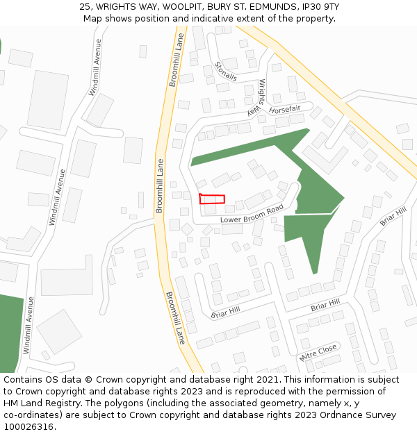 25, WRIGHTS WAY, WOOLPIT, BURY ST. EDMUNDS, IP30 9TY: Location map and indicative extent of plot