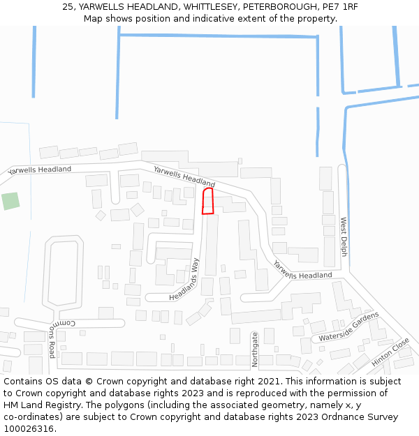 25, YARWELLS HEADLAND, WHITTLESEY, PETERBOROUGH, PE7 1RF: Location map and indicative extent of plot