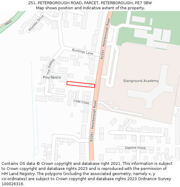 251, PETERBOROUGH ROAD, FARCET, PETERBOROUGH, PE7 3BW: Location map and indicative extent of plot