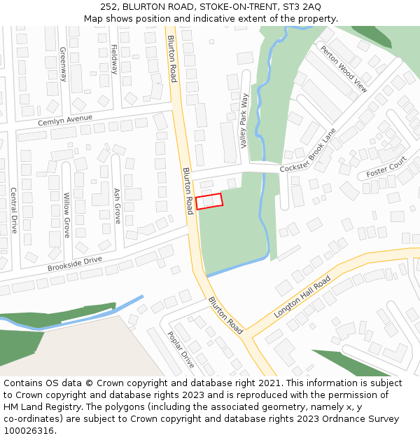 252, BLURTON ROAD, STOKE-ON-TRENT, ST3 2AQ: Location map and indicative extent of plot