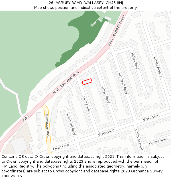 26, ASBURY ROAD, WALLASEY, CH45 8NJ: Location map and indicative extent of plot