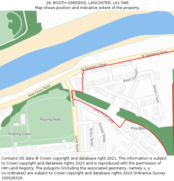 26, BOOTH GARDENS, LANCASTER, LA1 5WE: Location map and indicative extent of plot