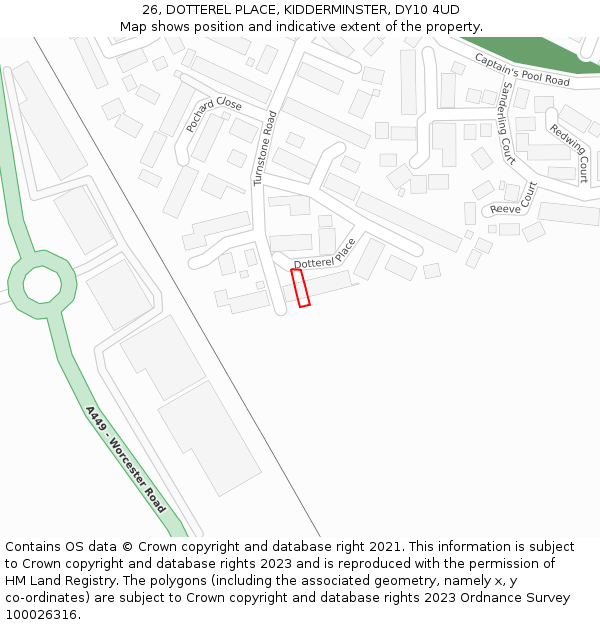 26, DOTTEREL PLACE, KIDDERMINSTER, DY10 4UD: Location map and indicative extent of plot