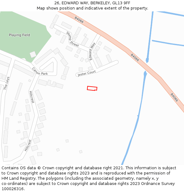 26, EDWARD WAY, BERKELEY, GL13 9FF: Location map and indicative extent of plot