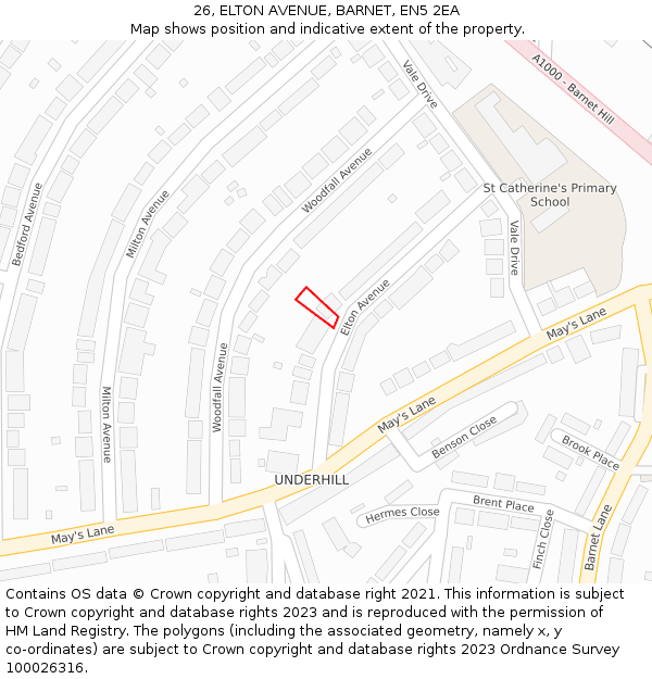 26, ELTON AVENUE, BARNET, EN5 2EA: Location map and indicative extent of plot