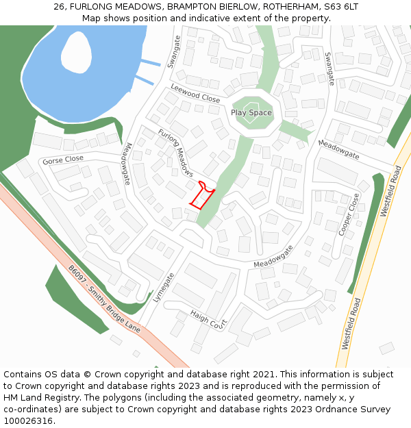 26, FURLONG MEADOWS, BRAMPTON BIERLOW, ROTHERHAM, S63 6LT: Location map and indicative extent of plot