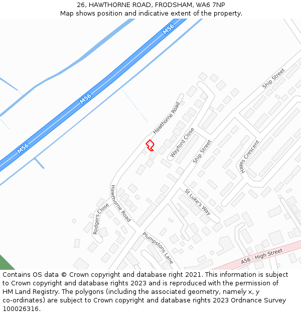 26, HAWTHORNE ROAD, FRODSHAM, WA6 7NP: Location map and indicative extent of plot