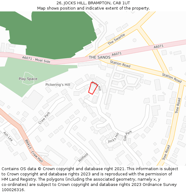 26, JOCKS HILL, BRAMPTON, CA8 1UT: Location map and indicative extent of plot