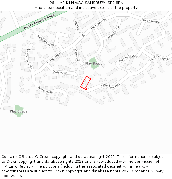 26, LIME KILN WAY, SALISBURY, SP2 8RN: Location map and indicative extent of plot