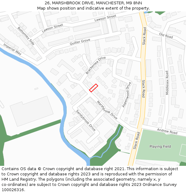 26, MARSHBROOK DRIVE, MANCHESTER, M9 8NN: Location map and indicative extent of plot