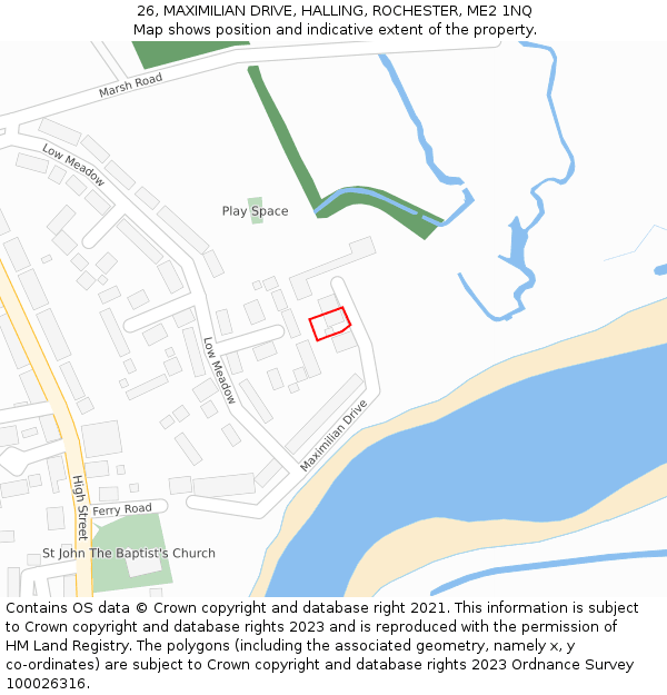 26, MAXIMILIAN DRIVE, HALLING, ROCHESTER, ME2 1NQ: Location map and indicative extent of plot