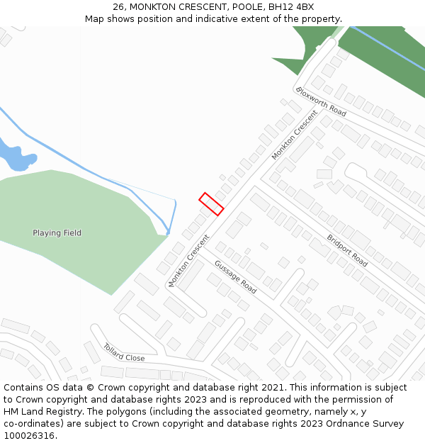 26, MONKTON CRESCENT, POOLE, BH12 4BX: Location map and indicative extent of plot