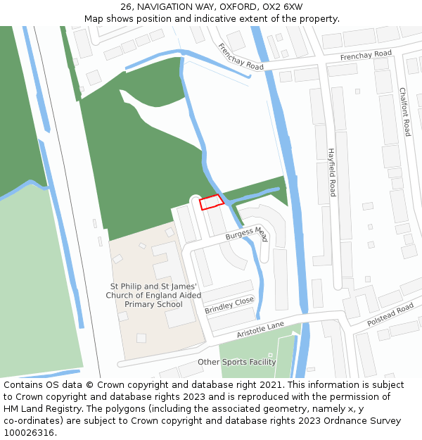 26, NAVIGATION WAY, OXFORD, OX2 6XW: Location map and indicative extent of plot