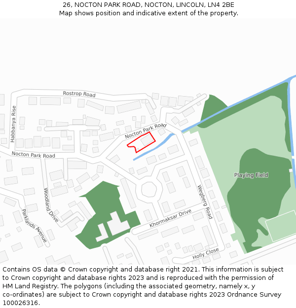 26, NOCTON PARK ROAD, NOCTON, LINCOLN, LN4 2BE: Location map and indicative extent of plot