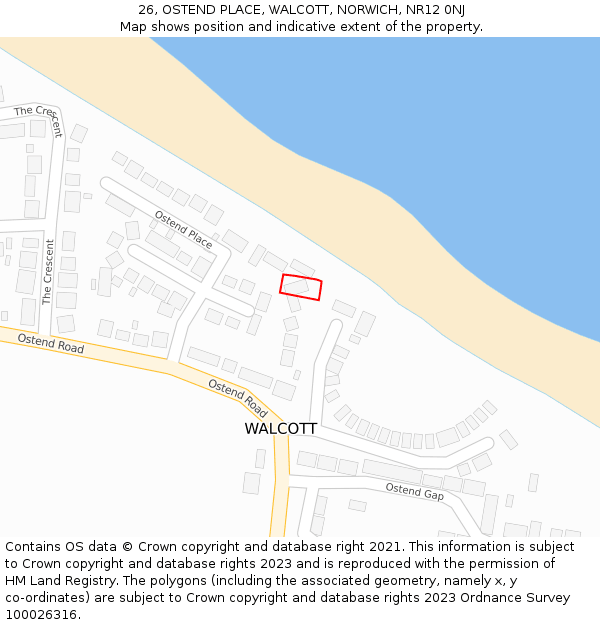 26, OSTEND PLACE, WALCOTT, NORWICH, NR12 0NJ: Location map and indicative extent of plot