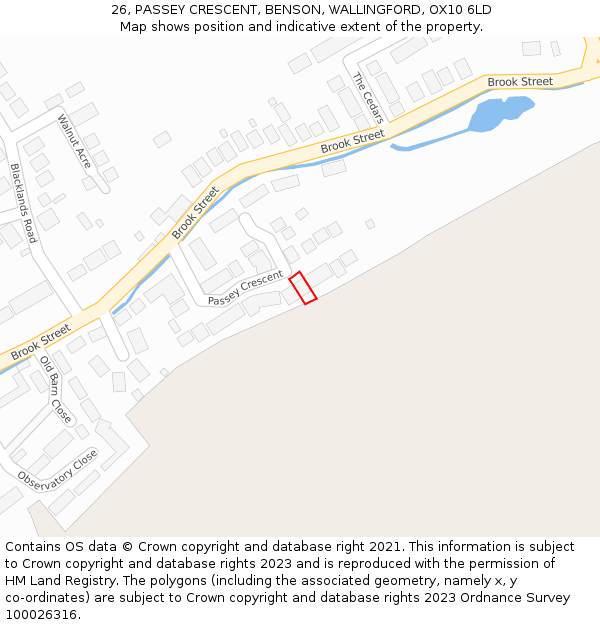 26, PASSEY CRESCENT, BENSON, WALLINGFORD, OX10 6LD: Location map and indicative extent of plot