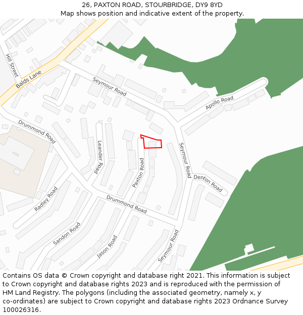 26, PAXTON ROAD, STOURBRIDGE, DY9 8YD: Location map and indicative extent of plot