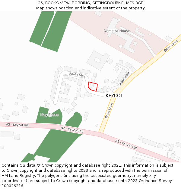 26, ROOKS VIEW, BOBBING, SITTINGBOURNE, ME9 8GB: Location map and indicative extent of plot