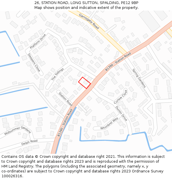 26, STATION ROAD, LONG SUTTON, SPALDING, PE12 9BP: Location map and indicative extent of plot