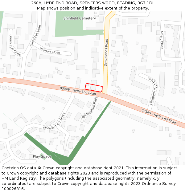 260A, HYDE END ROAD, SPENCERS WOOD, READING, RG7 1DL: Location map and indicative extent of plot