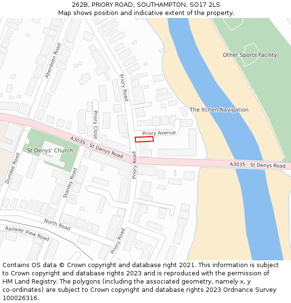 262B, PRIORY ROAD, SOUTHAMPTON, SO17 2LS: Location map and indicative extent of plot