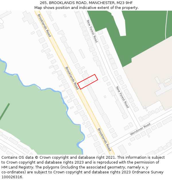 265, BROOKLANDS ROAD, MANCHESTER, M23 9HF: Location map and indicative extent of plot