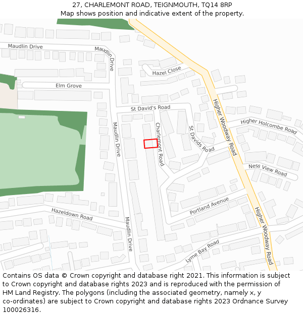 27, CHARLEMONT ROAD, TEIGNMOUTH, TQ14 8RP: Location map and indicative extent of plot