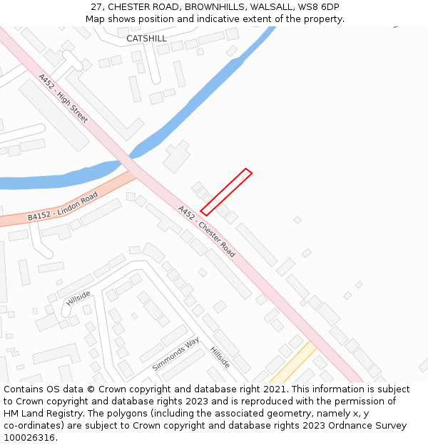 27, CHESTER ROAD, BROWNHILLS, WALSALL, WS8 6DP: Location map and indicative extent of plot