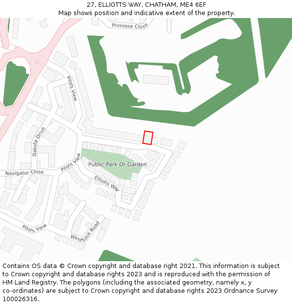 27, ELLIOTTS WAY, CHATHAM, ME4 6EF: Location map and indicative extent of plot