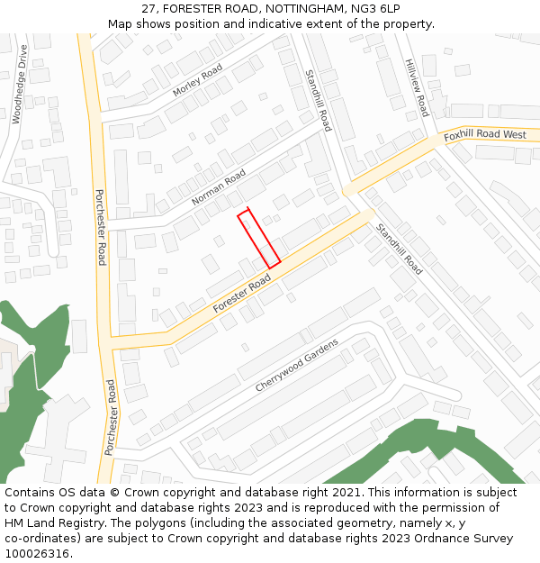 27, FORESTER ROAD, NOTTINGHAM, NG3 6LP: Location map and indicative extent of plot