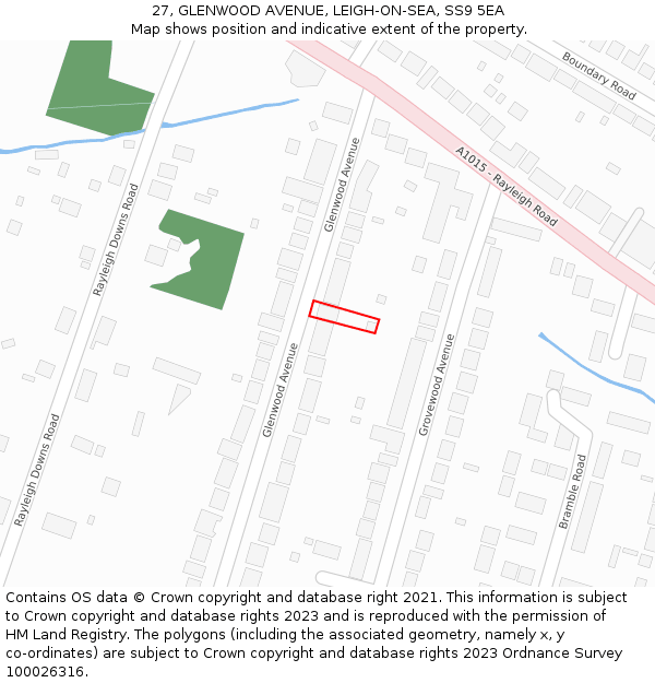 27, GLENWOOD AVENUE, LEIGH-ON-SEA, SS9 5EA: Location map and indicative extent of plot