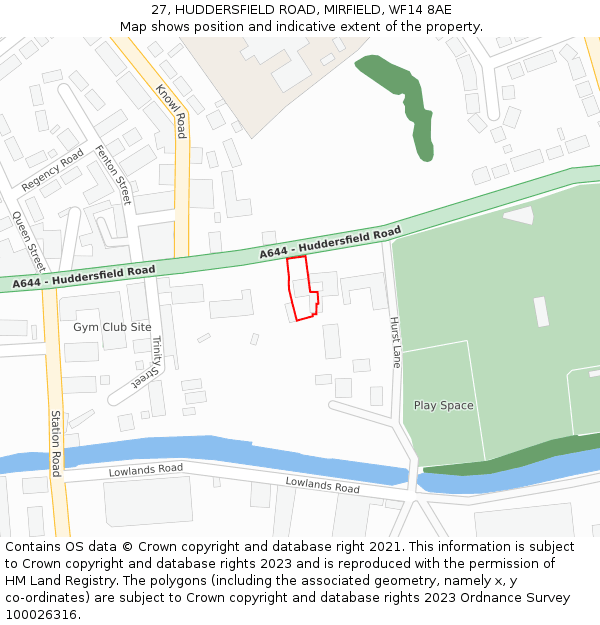 27, HUDDERSFIELD ROAD, MIRFIELD, WF14 8AE: Location map and indicative extent of plot