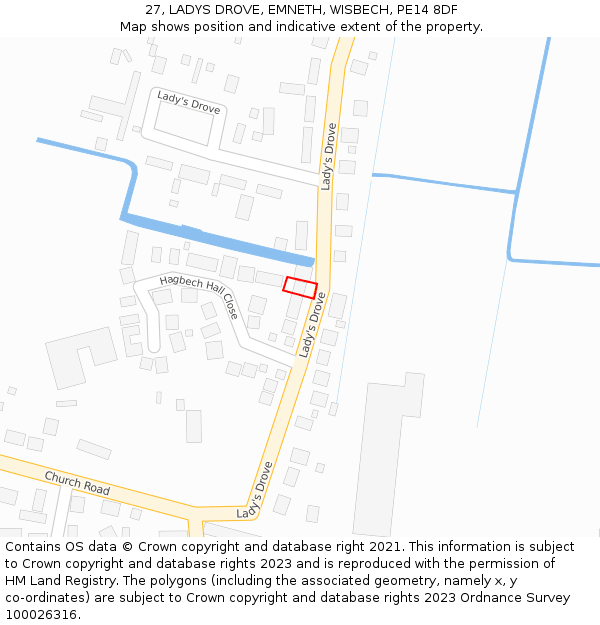 27, LADYS DROVE, EMNETH, WISBECH, PE14 8DF: Location map and indicative extent of plot