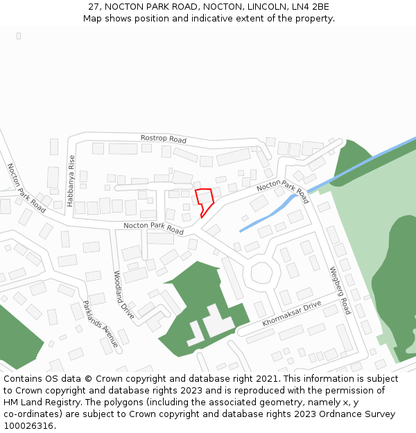 27, NOCTON PARK ROAD, NOCTON, LINCOLN, LN4 2BE: Location map and indicative extent of plot