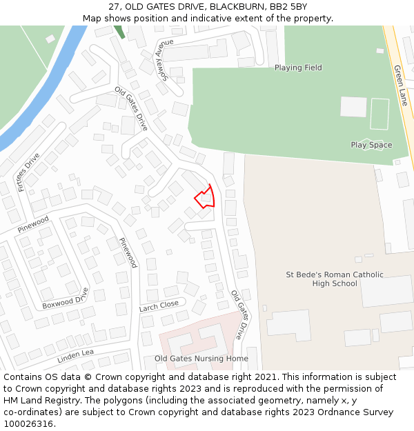 27, OLD GATES DRIVE, BLACKBURN, BB2 5BY: Location map and indicative extent of plot