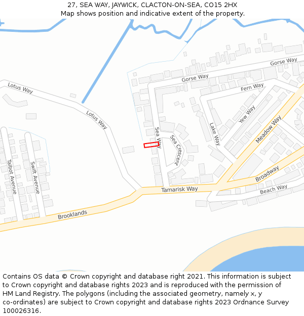 27, SEA WAY, JAYWICK, CLACTON-ON-SEA, CO15 2HX: Location map and indicative extent of plot