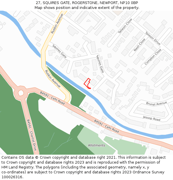 27, SQUIRES GATE, ROGERSTONE, NEWPORT, NP10 0BP: Location map and indicative extent of plot