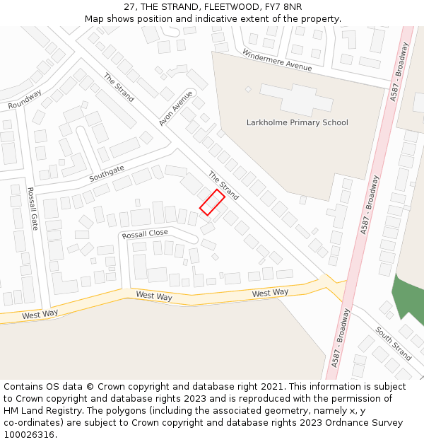 27, THE STRAND, FLEETWOOD, FY7 8NR: Location map and indicative extent of plot