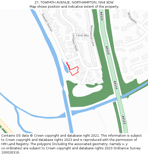 27, TOWPATH AVENUE, NORTHAMPTON, NN4 9DW: Location map and indicative extent of plot