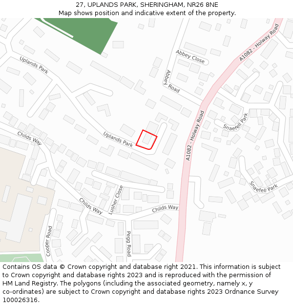 27, UPLANDS PARK, SHERINGHAM, NR26 8NE: Location map and indicative extent of plot