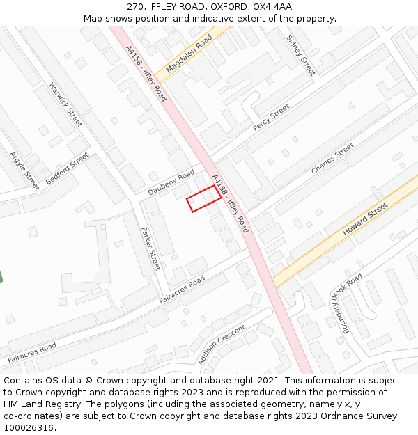 270, IFFLEY ROAD, OXFORD, OX4 4AA: Location map and indicative extent of plot