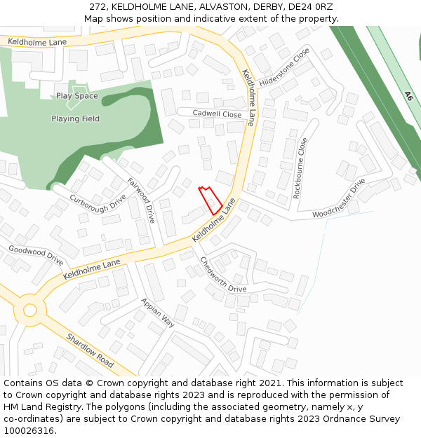 272, KELDHOLME LANE, ALVASTON, DERBY, DE24 0RZ: Location map and indicative extent of plot