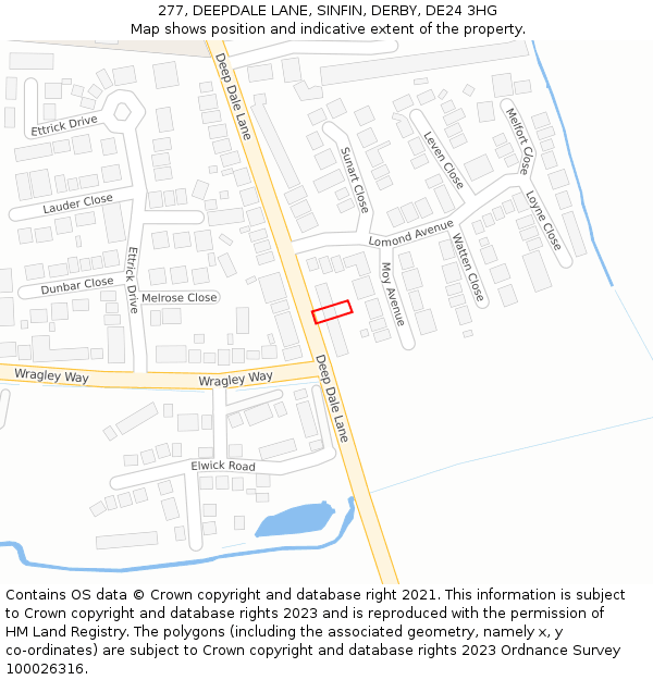 277, DEEPDALE LANE, SINFIN, DERBY, DE24 3HG: Location map and indicative extent of plot