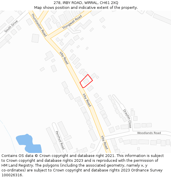 278, IRBY ROAD, WIRRAL, CH61 2XQ: Location map and indicative extent of plot